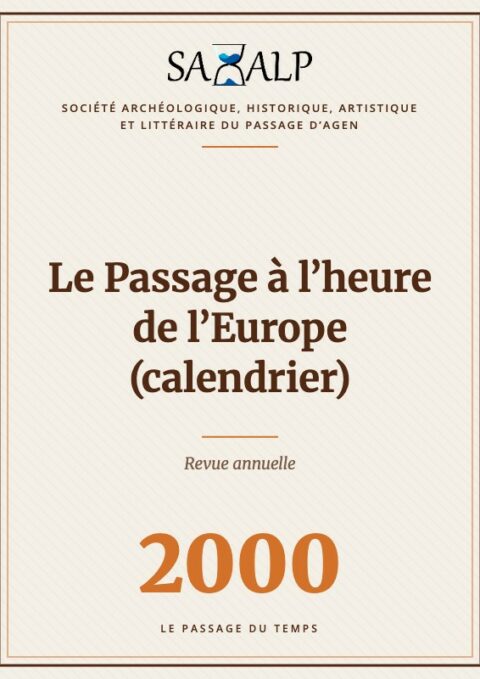 Couverture de la revue SAHALP 2000 : Le Passage à l’heure de l’Europe (calendrier)