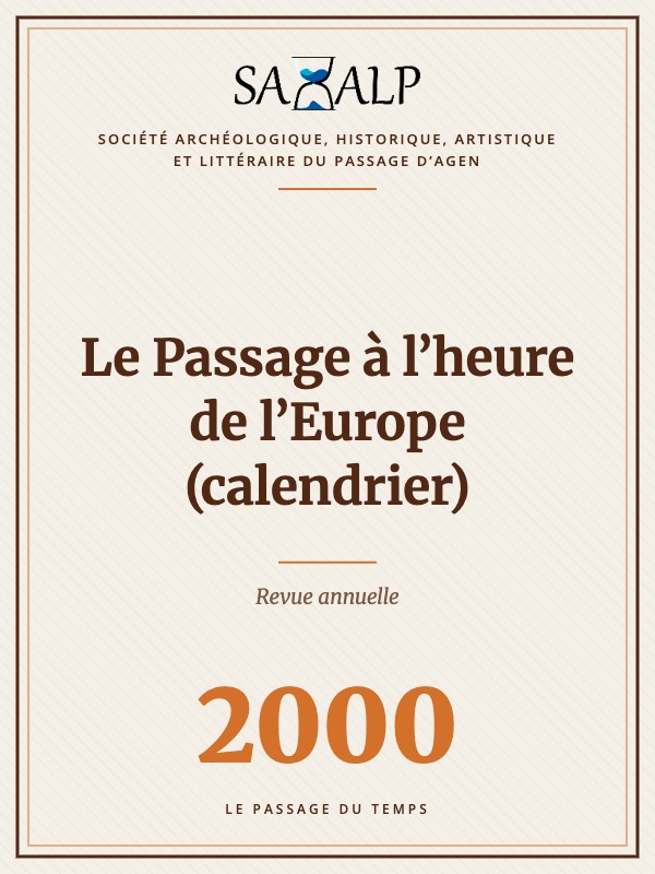 Couverture de la revue SAHALP 2000 : Le Passage à l’heure de l’Europe (calendrier)