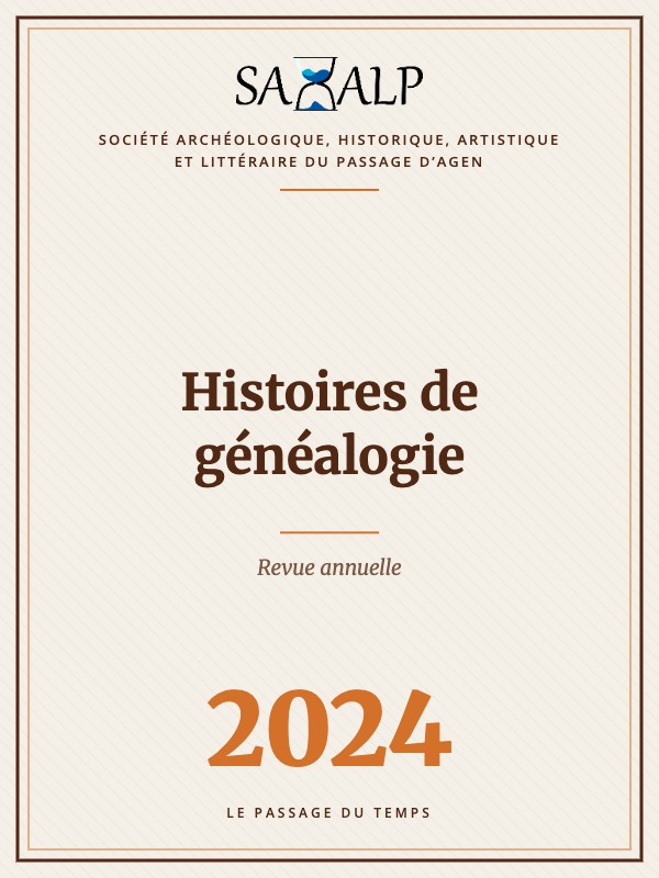Couverture de la revue SAHALP 2024 : Histoires de généalogie
